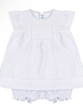 Feltman Brothers Baby Girls Lace Trim White Dress + Bloomers